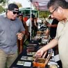 Checking out the cigars Saturday night at the Lemoore Lions Club Brewfest.